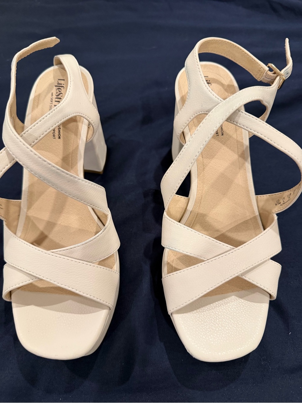 LifeStride Adrianna Bone White Platform Sandals – Size 8.5